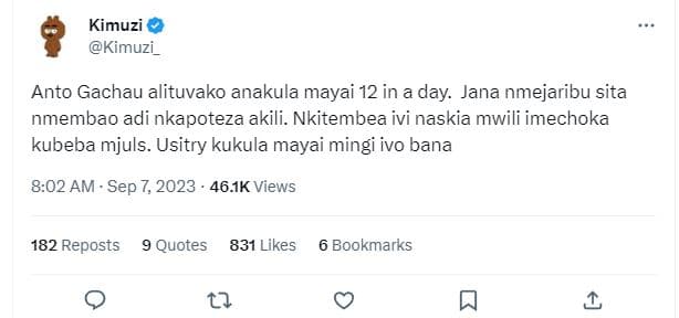 Kimuzi kimuzi_ anto gachau alituvako anakula mayai 12 in a day. jana nmejaribu s