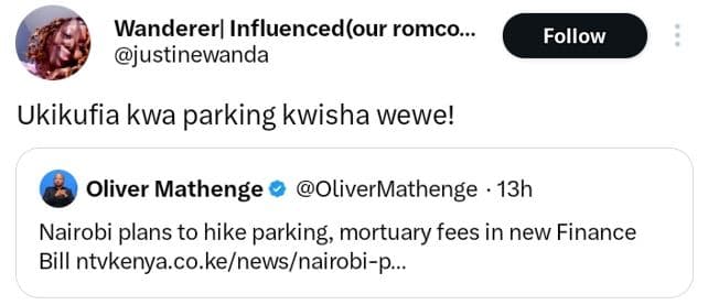 Wandererl influencedour romco.. justinewanda follow ukikufia kwa parking kwisha
