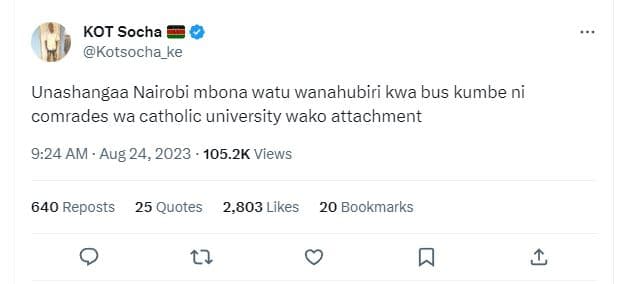 Kot socha kotsocha_ke unashangaa nairobi mbona watu wanahubiri kwa bus kumbe ni