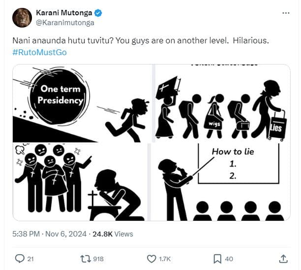 Karani mutonga karanimutonga nani anaunda hutu tuvitu? you guys are on another l