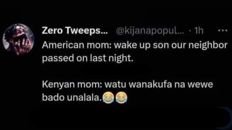 Zero tweeps_ kijanapopul. ih american mom wake up son our neighbor passed on las