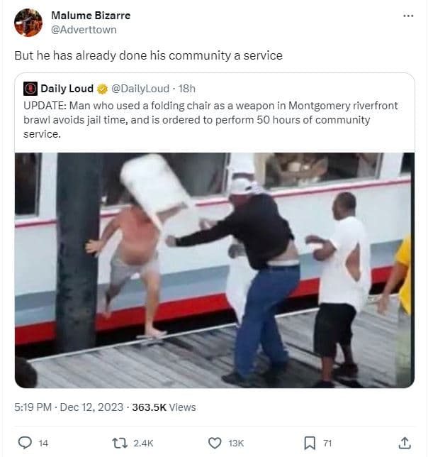 Malume bizarre adverttown but he has already done his community a service daily