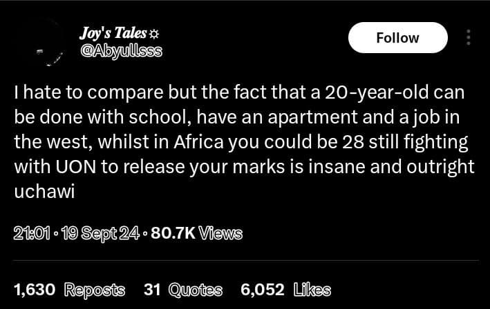 Joy's tales alyullsss follow hate to compare but the fact that a 20yearold can b