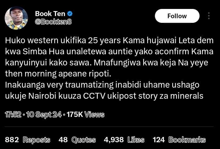 Book ten bookten8 follow huko western ukifika 25 years kama hujawai leta dem kwa