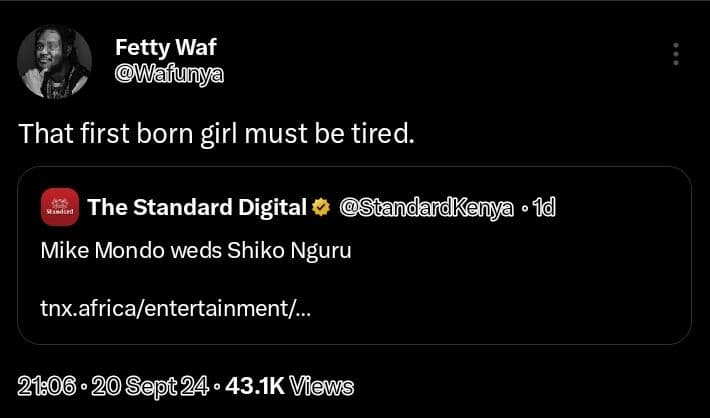 Fetty waf wa funya that first born girl must be tired. todh the standard digital