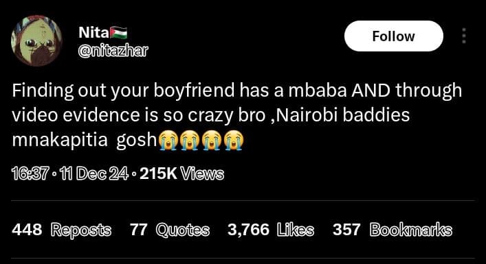 Nita nitazhar follow finding out your boyfriend has a mbaba and through video ev