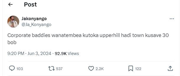 Post jakonyango ja_konyango corporate baddies wanatembea kutoka upperhill hadi t