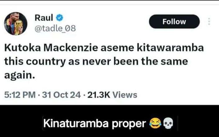 Raul tadle_08 follow kutoka mackenzie aseme kitawaramba this country as never be