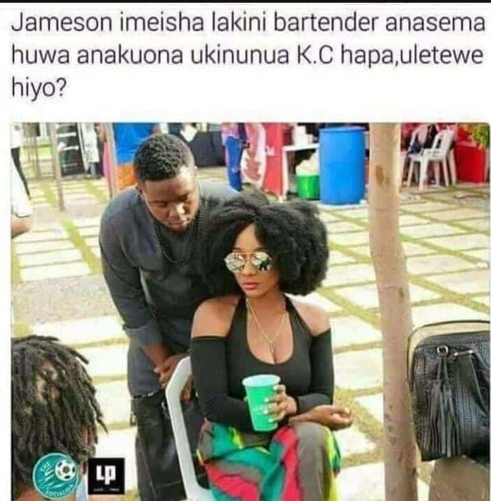 Jameson imeisha lakini bartender anasema huwa anakuona ukinunua k.c hapau uletew