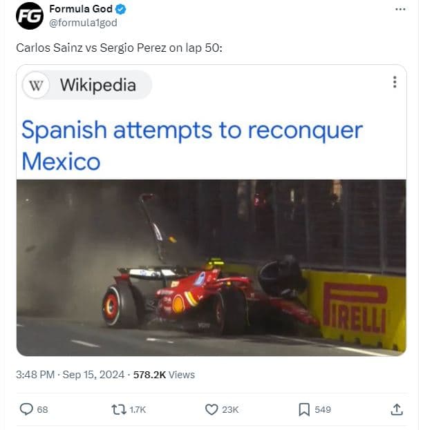 Formula god formulalgod carlos sainz vs sergio perez on lap 50 wikipedia spanish