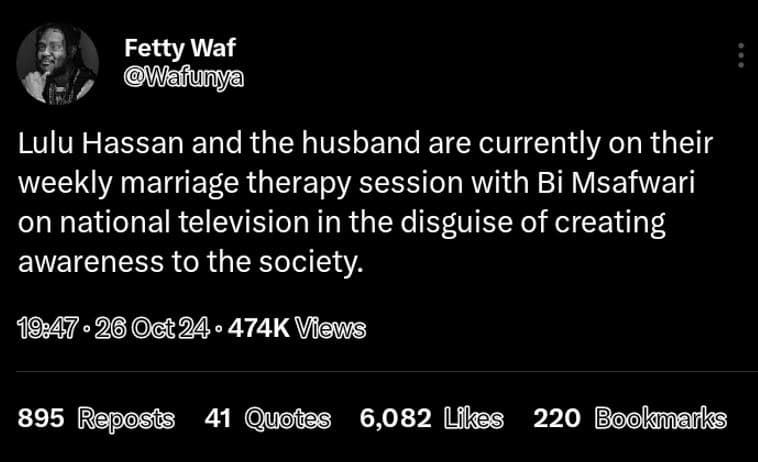 Fetty waf wafun lulu hassan and the husband are currently on their weekly marria