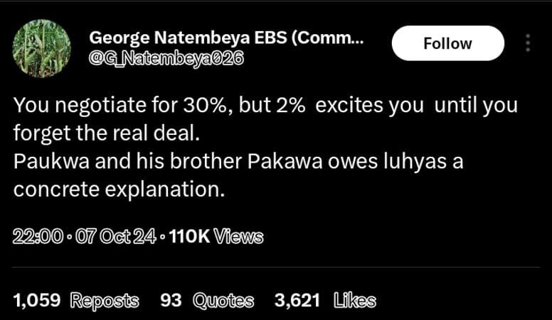 George natembeya ebs comm natambeya026 follow you negotiate for 30, but 2 excite