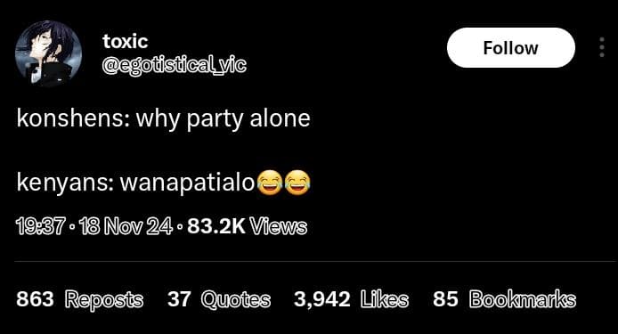 Toxic tistcalvic follow konshens why party alone kenyans wanapatialo 18 nov 24 8