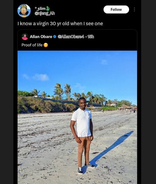 Slim njengah follow 1know a virgin 30 yr old when see one allan obare allaniae4