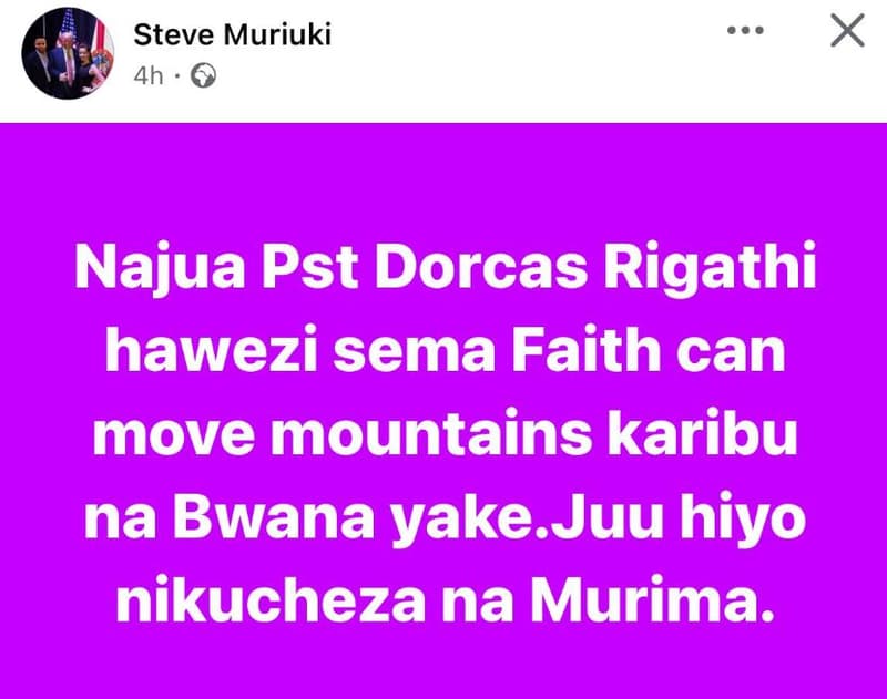 Steve muriuki 4h najua pst dorcas rigathi hawezi sema faith can move mountains k