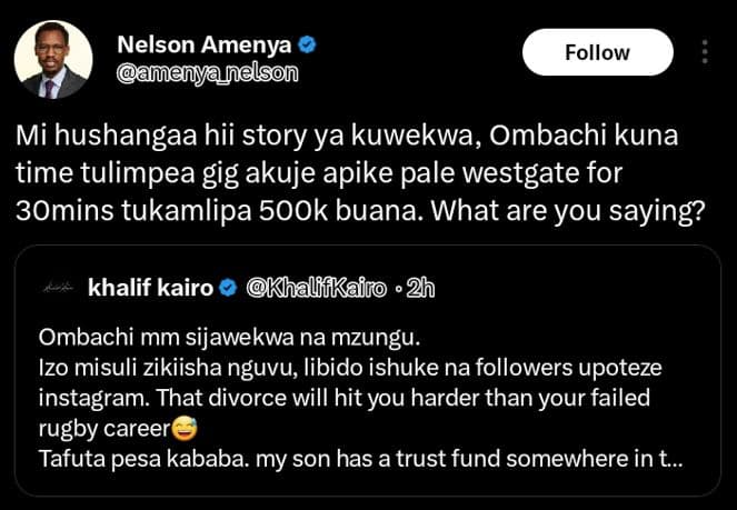 Nelson amenya amenyannelson follow mi hushangaa hii story ya kuwekwa, ombachi ku