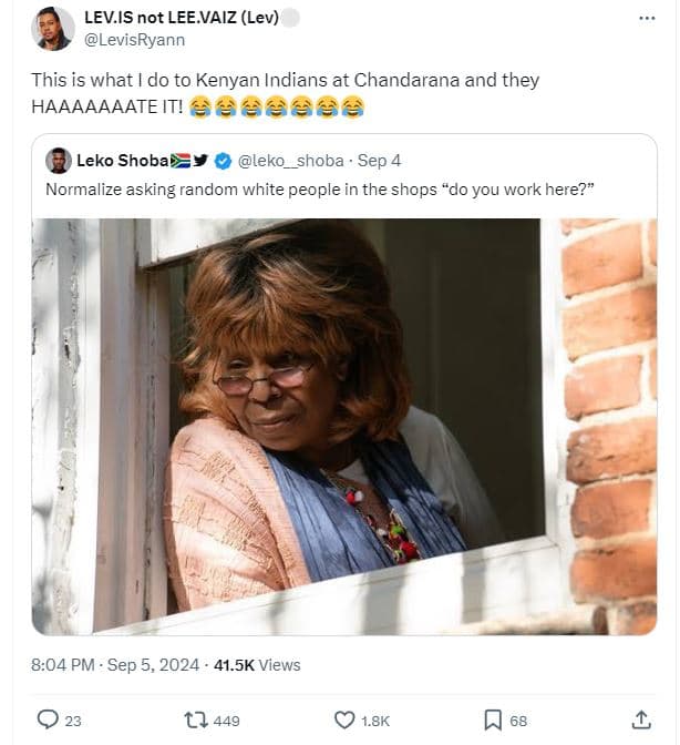 Lev.is not leevaiz lev levisryann this is what do to kenyan indians at chandaran