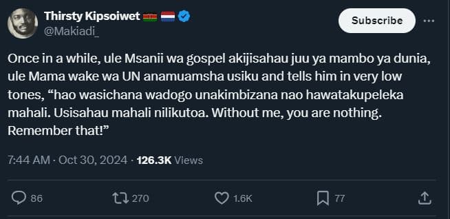 Thirsty kipsoiwet makiadi _ subscribe once in a while, ule msanii wa gospel akij