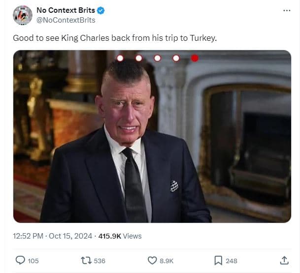 No context brits nocontextbrits good to see king charles back from his trip to t