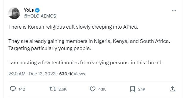 Yols yolo_aemcs there is korean religious cult slowly creeping into africa. they