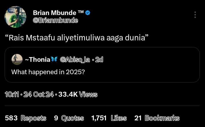 Brian mbunde tm brianmbunde rais mstaafu aliyetimuliwa aaga dunia thonia ibiso_l