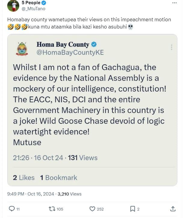 5 people mtutano homabay county wametupea their views on this impeachment motion