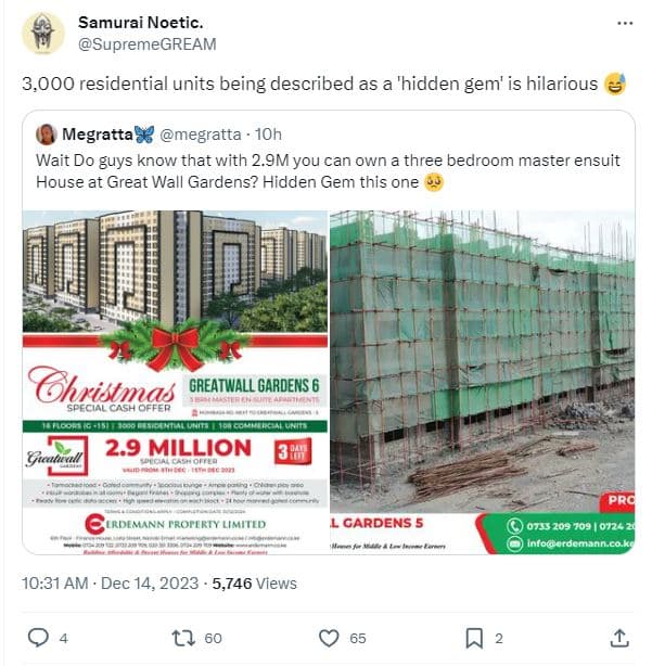 Samurai noetic. supremegream 3,000 residential units being described as a 'hidde