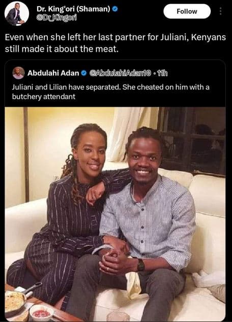 Dr. king'ori shaman dr kingor follow even when she left her last partner for jul