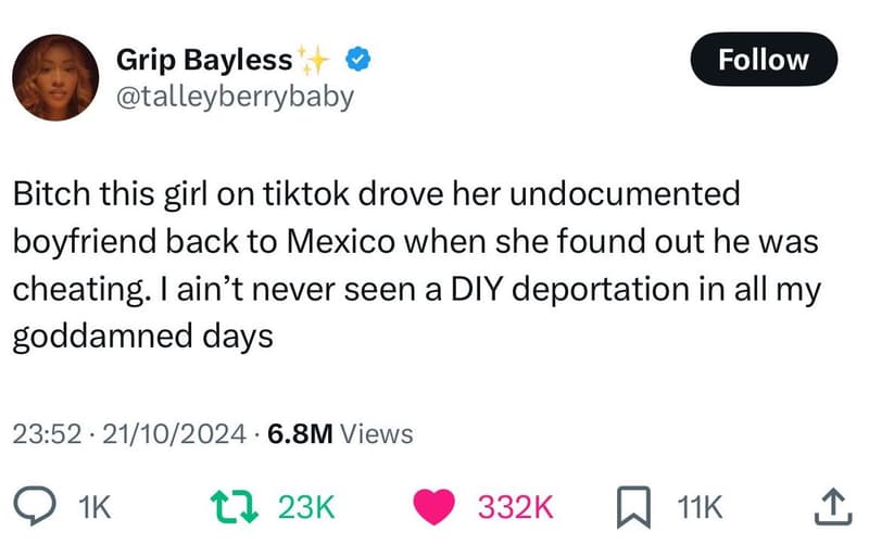 Grip bayless talleyberrybaby follow bitch this girl on tiktok drove her undocume