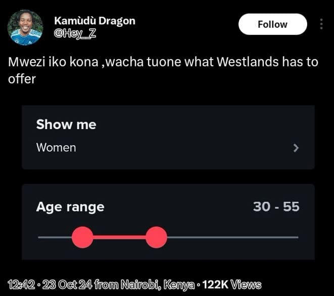 Kamudà dragon hey z follow mwezi iko kona ,wacha tuone what westlands has to off