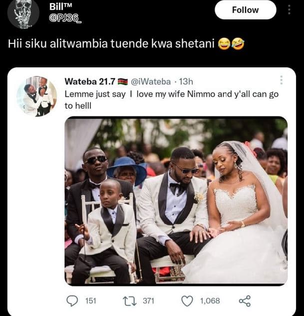 Billtm pj3_ follow hii siku alitwambia tuende kwa shetani wateba 21.7 iwateba 13