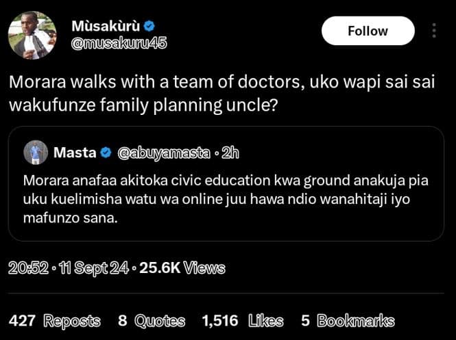 Musakurà musakunu45 follow morara walks with a team of doctors, uko wapi sai sai