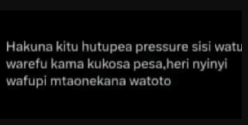 Hakuna kitu hutupea pressure sisi watu warefu kama kukosa pesa heri nyinyi wafup