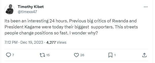 Timothy kibet timexx4t its been an interesting 24 hours. previous big critics of