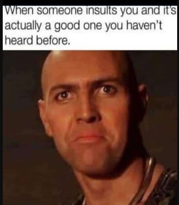 When someone insulis you andnits lactually a good one you haven't heard before.