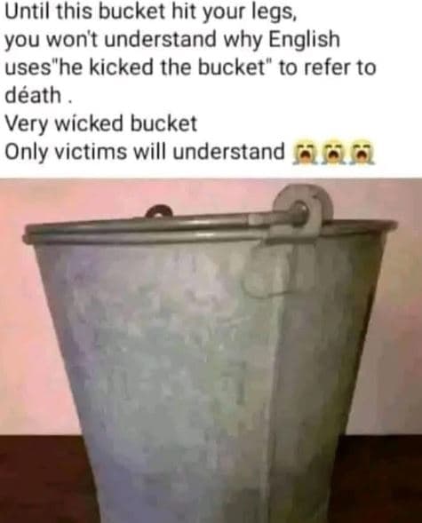 Until this bucket hit your legs, you wont understand why english useshe kicked t