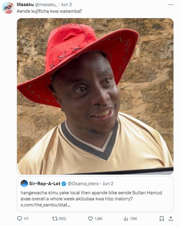 Masaku masaku_ jun 3 aende kujificha kwa wakamba? sirrapalot osama_otero jun 2 h