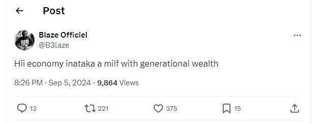 Post blaze officiel b3laze hii economy inataka a milf with generational wealth 8