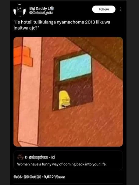 Big daddy l coonedledu follow ile hoteli tulikulanga nyamachoma ilikuwa inaitwa