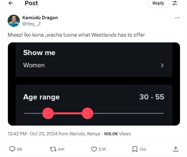 Post reply kamudu dragon hey_z mwezi iko kona ,wacha tuone what westlands has to