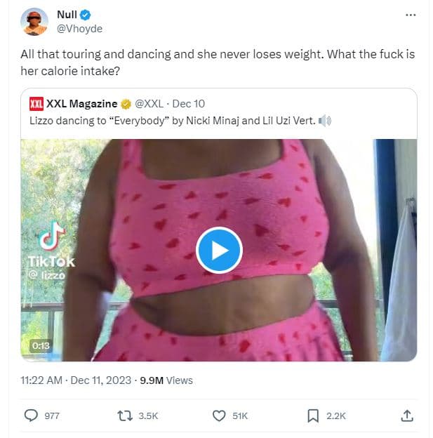 Null vhoyde all that touring and dancing and she never loses weight. what the fu