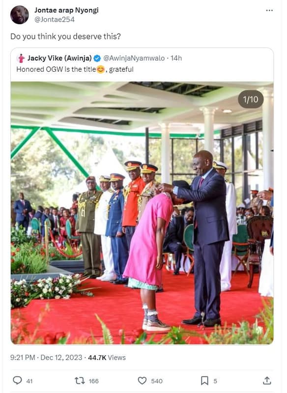 Jontae arap nyongi jontae254 do you think you deserve this? jacky vike awinja aw