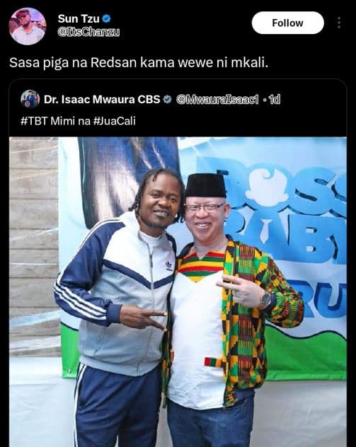 Sun tzu iischanzu follow sasa piga na redsan kama wewe ni mkali. dr. isaac mwaur