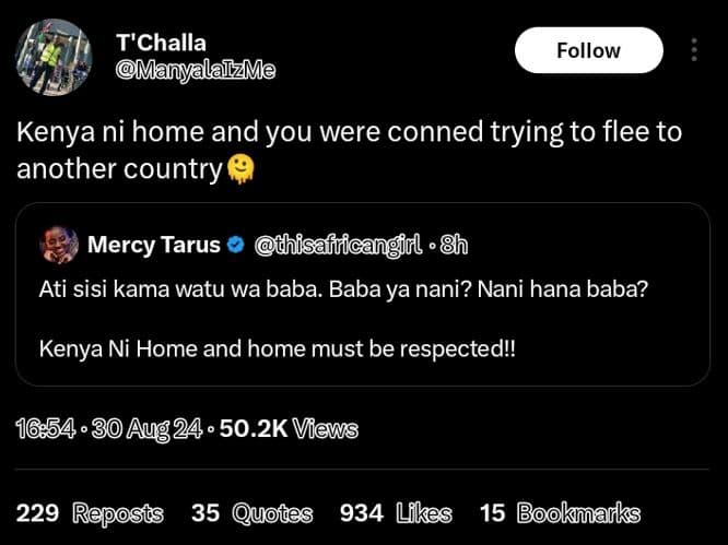 T'challa manyalaizme follow kenya ni home and you were conned trying to flee to