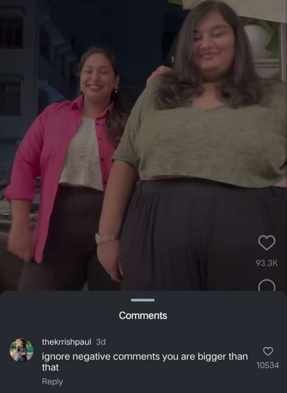 93.3k comments thekrrishpaul 3d ignore negative comments you are bigger than tha