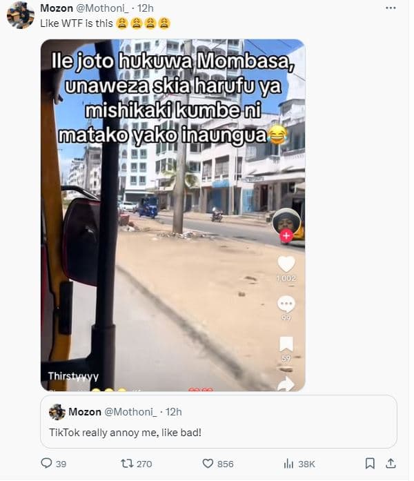 Mozon mothoni_ 12h like wtf is this a2 ilejoto bukuwa mombasa unawezaskiaharufuy