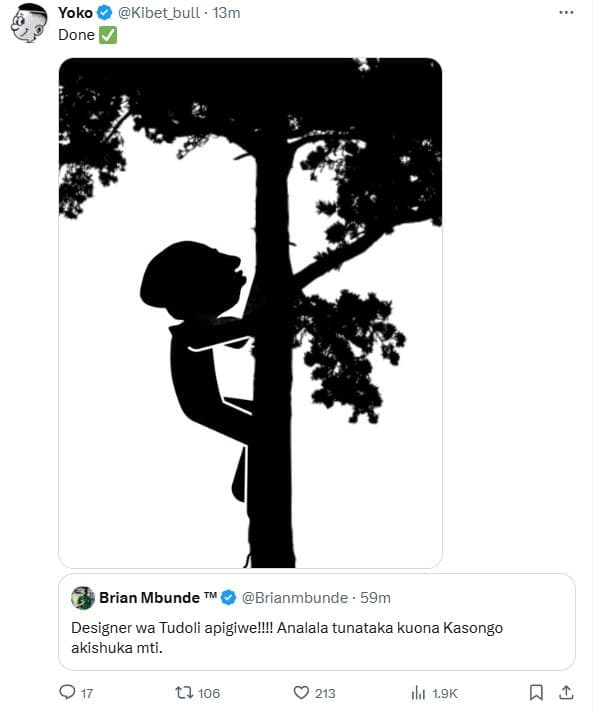 Yoko done kibet_bull 13m brian mbunde brianmbunde 59m designer wa tudoli apigiwe