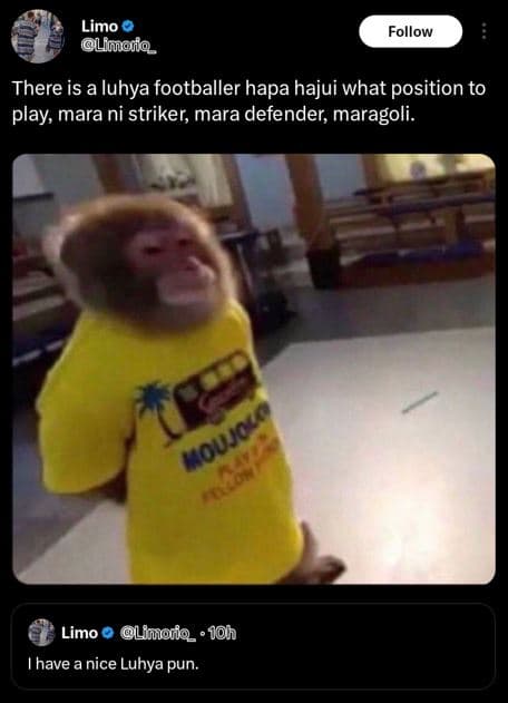 Limo lmnoii follow there is a luhya footballer hapa hajui what position to play