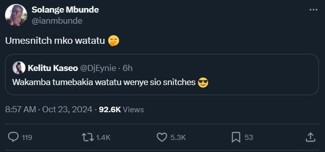 Solange mbunde ianmbunde umesnitch mko watatu kelitu kaseo djeynie 6h wakamba tu