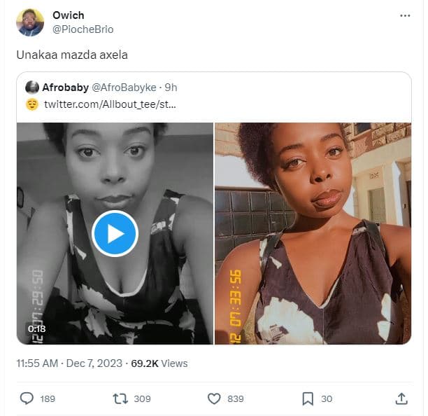 Owich piochebrio unakaa mazda axela afrobaby afrobabyke 9h twittercomallbout_tee